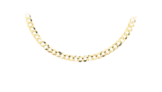 Flat Curb Link 14k Solid Gold Chain