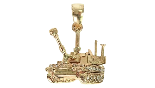 14K Small Battle Tank Pendant