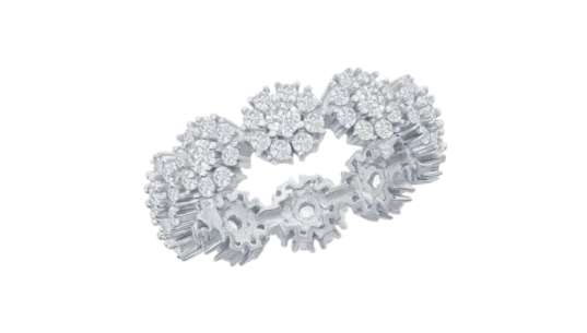Sterling Silver Flower CZ Eternity Ring