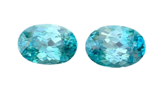 Natural Blue Faceted Zircon Pair VS 12.02 CTS
