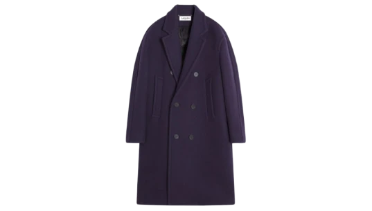 Double-Breasted Wool Coat - Purple
