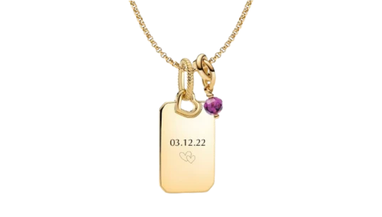 February Engravable Dangle Charm Necklace Set