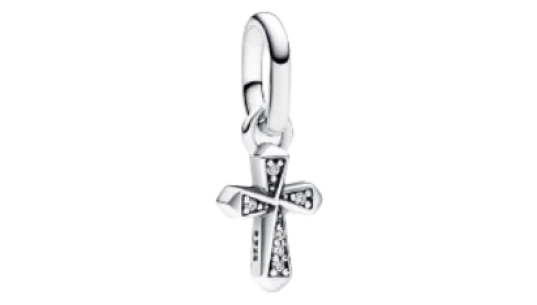 ME Sparkling Cross Mini Dangle Charm - Sterling Silver