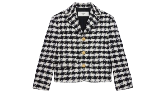 Garance Jacket In Houndstooth Wool - White/Ivory/Black