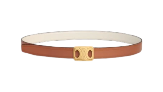 Medium Reversible Framed Triomphe Belt - Tan/Rice