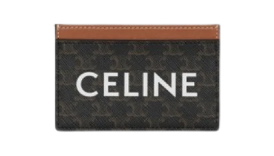 Card Holder In Triomphe with Celine Print - Tan