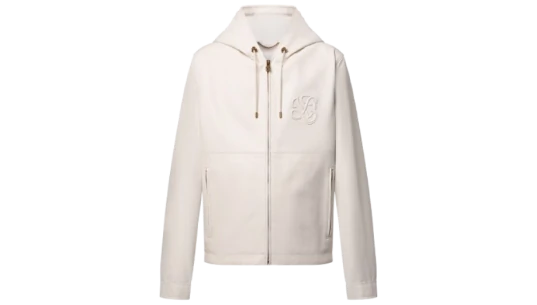Leather Mix Hooded Blouson - Almond Milk