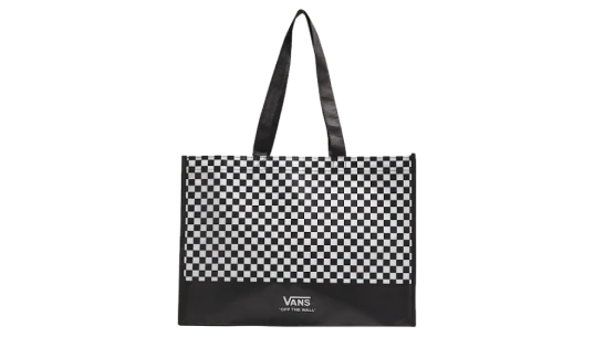 Checkerboard Reusable Tote Bag - Black/White