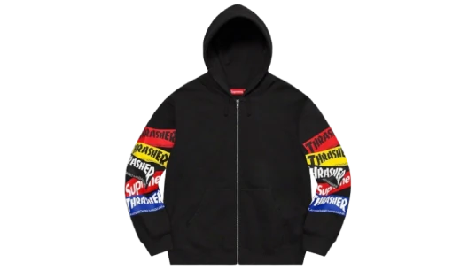 Multi Logo Zip-Up Hoodie - Black
