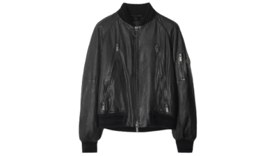 Leather Bomber Jacket - Black