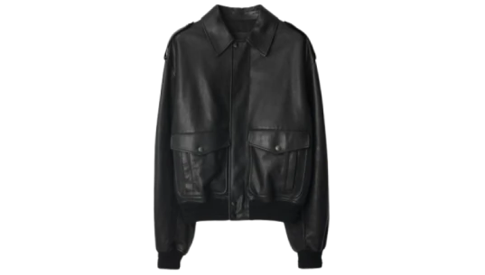 Calf Leather Bomber Jacket - Black