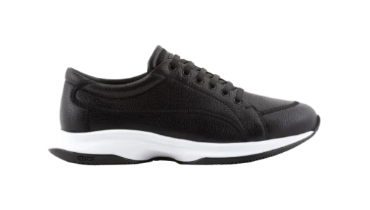 Grained Texture Leather Sneakers - Black