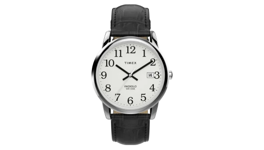 Easy Reader 35mm Leather Strap - Black/Silver-Tone
