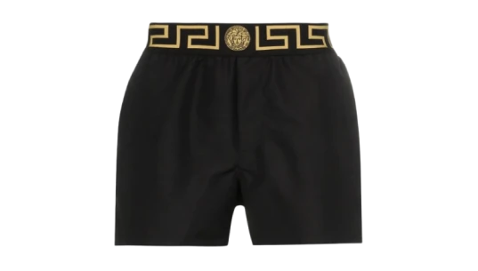 Greca Border Swim Shorts - Black