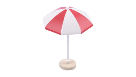 Beach Umbrella Small Plastic Decoration - Red/White