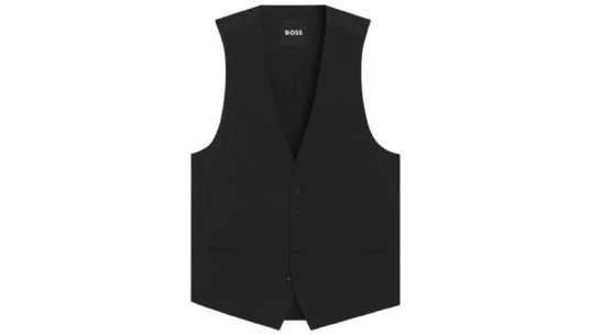 Slim-fit Waistcoat In Stretch Virgin Wool - Black