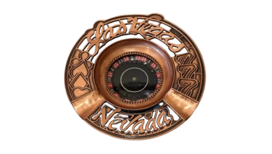 Vintage 80s Las Vegas Metal Roulette Wheel Ashtray 