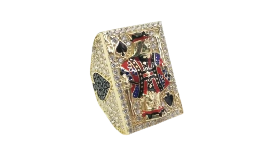 King Spades BlackJack Ring - 10K Yellow Gold, CZ