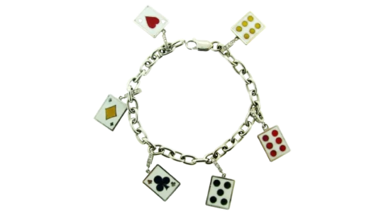 BlackJack Charm Bracelet - 18k White Gold, Enamel