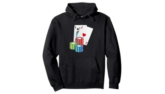 Blackjack Print Pullover Hoodie - Black