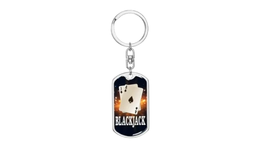BlackJack Keychain Dog Tag Stainless Steel
