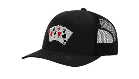 Cap Hat Embroidered Poker Cards - Black