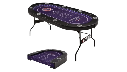 LED 8 Player Foldable Poker Table