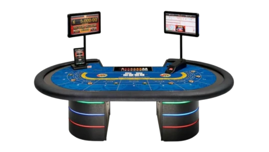 Vegas Baccarat Table With 2 Screens - Black