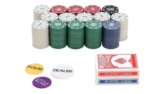 Plastic Poker Chips Set With 2 Decks