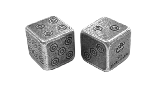 2 Dice Cubes In Viking Design - 999 Silver