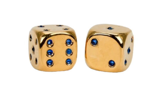 Gold Dice 24K Gold With Crystals