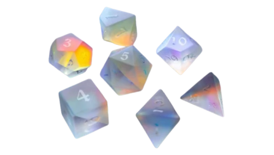 Gemstone Raised Dichroic Glass DND Dice Set