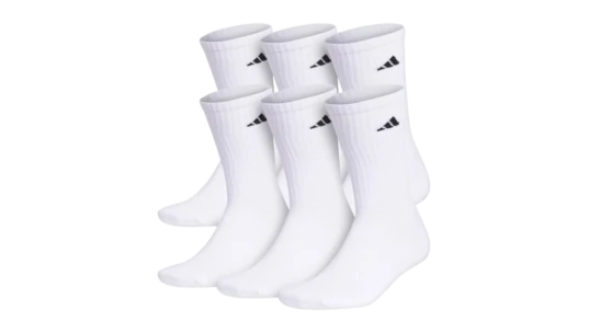 Athletic Cushioned Crew 6 Pairs - White/Black