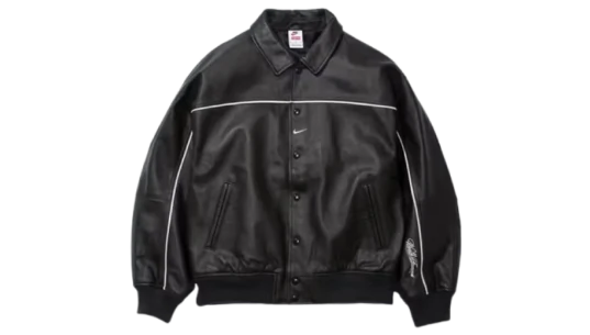 Leather Varsity Jacket - Black