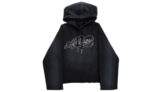 Jordan Logo Embellished Cropped Hoodie - Black