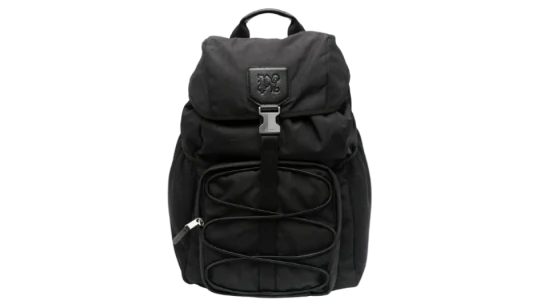 Monogram Debossed Canvas Backpack - Black