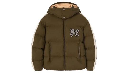 Monogram Down Hooded Jacket - Olive Green