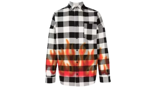 Flames Flannel Overshirt - White Black