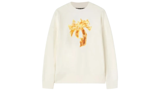 Burning Palm Cotton Sweatshirt - Off-White