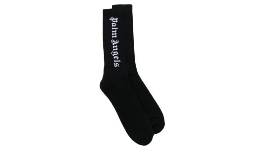 Intarsia Knit Logo Socks - Black/White
