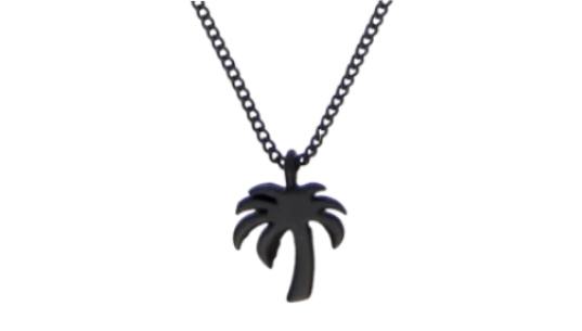 Black Palm Charm Necklace - Black