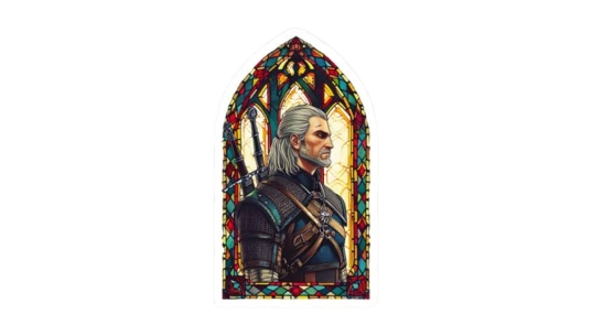 Stained Glass Geralt Sticker