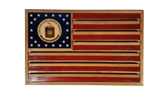 CIA Hardwood Challenge Coin Display Flag 36x20