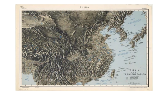 1944 China Terraine & Transportation CIA Map
