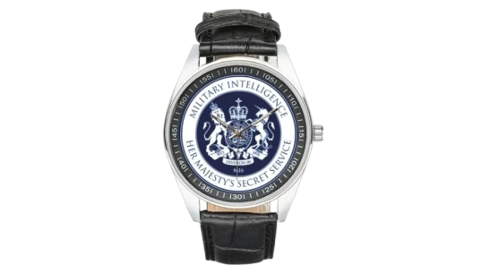 SIS Logo Dial Watch With Leather Strap - Black/White/Steel