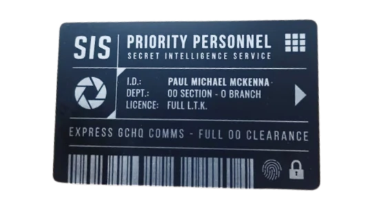 Personalised 007 Secret Agent ID Card
