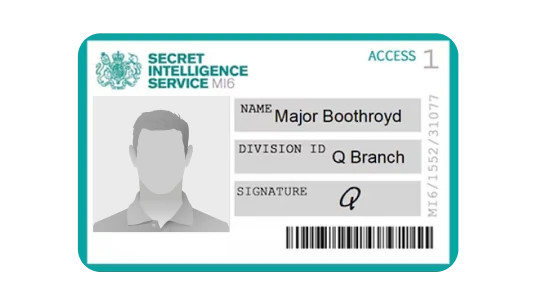 MI6 Major Boothroyd Novelty Prop ID Card