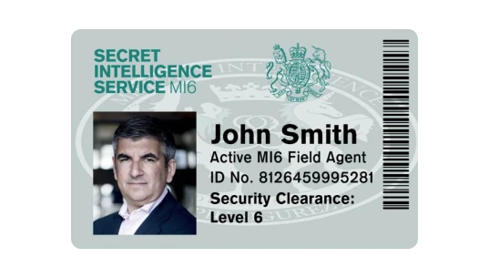MI6 Secret Service Identification Card Prop Replica