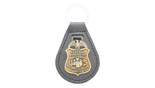 FBI Special Agent Leather Key Ring - Grey