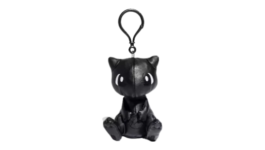 Mew Mascot Leather Keychain - Black 